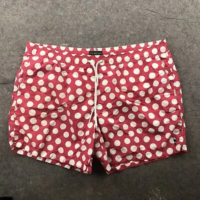 J Crew Swim Trunks Mens 2XL Red Dotted Board Shorts Netted Preppy 9  Inseam • $19.71