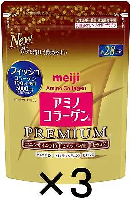 3 Gold Pack! Meiji PREMIUM Amino Collagen Powder 28days (196g) X 3 Refills Set • $98.16