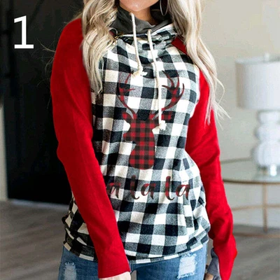 $31.02 • Buy Christmas Tree Print Hooded Sweater Women Long Sleeved Top 