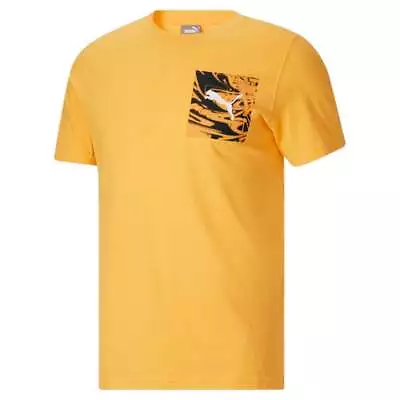 Puma Power Summer Faux Pocket Crew Neck Short Sleeve T-Shirt Mens Yellow Casual • $14.99