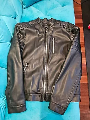 Black H&M Soft Leather Mens Jacket In Great Condition Size M • $20.50