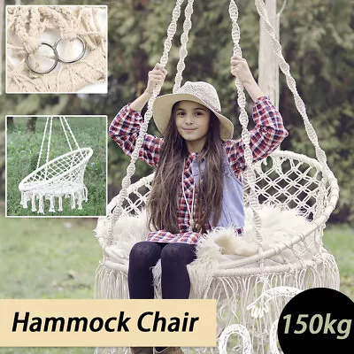£27.99 • Buy Deluxe Hanging Hammock Chair Swing Rope Outdoor Indoor Bar Garden Camping UK