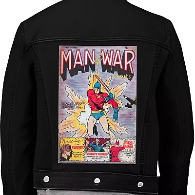 Man Of War Vintage Superhero Comic Book Iron On Coat Back Patch Comics Jacket • £11.95