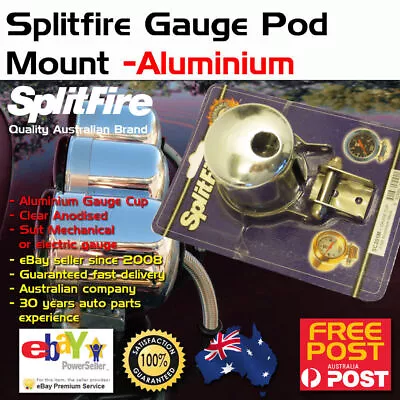 New Splitfire Gauge Cup Pod Mount 2 5/8  Aluminium Chrome Mechanical • $32.35