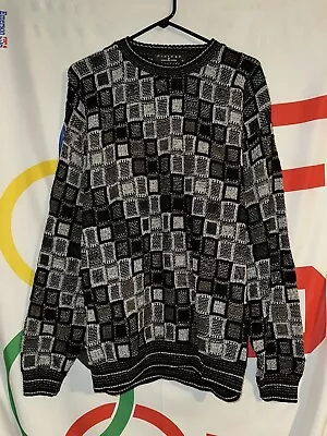 Vintage Protege Sweater Mens Large Geometric Black Crewneck 90s Retro • $19.97