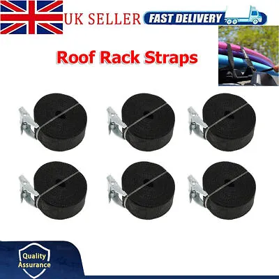 6Pcs Heavy Duty Ratchet Tie Down Straps Car Roof Rack Belts Quick Release 2.5M • £6.99