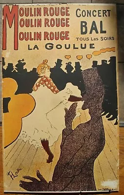 Vintage Lautrec Poster Moulin Rouge 37x22 Inces Large Format Lithograph • $225