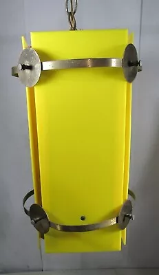 Vintage 1960s70s Mid Century Modern Yellow Hanging Chandelier Swag Lamp Light • $325