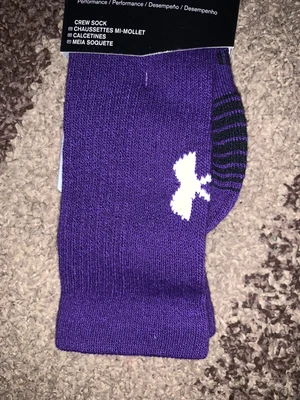 $8.99 • Buy Nwt Under Armour Team Crew Socks 1 Pair Purple 1270242 Med 4-8.5
