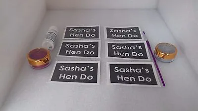 Personalised Name Hen Do Glitter Tattoo Set Inc Glitter & Glue  Hen Night Party  • £16.75