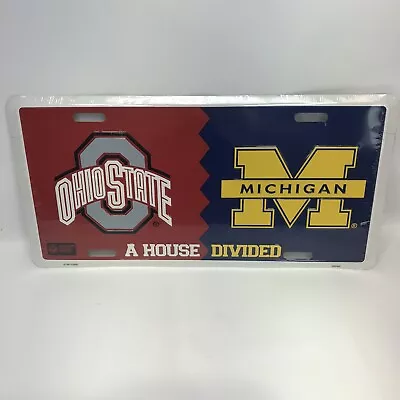 Ohio State / Michigan A House Divided Metal License Plate New Sealed Fast Ship • $29.99