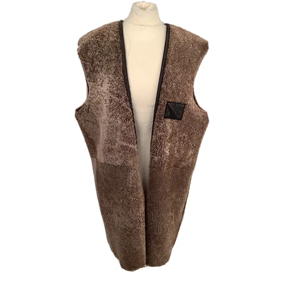 £29.99 • Buy Mulberry Shearling Jacket Gilet Designer Liner Lambs Leather Unisex XL Brown