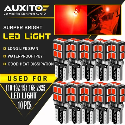 AUXITO 10X LED Parking Light Bulbs 168 194 2825 T10 Wedge Canbus Super Red EOA • $14.24