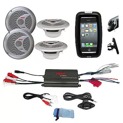 Pyle Offroad Bike Boat Marine 6.5  Silver Speakers 800W IPod Input Amplifier • $134.99