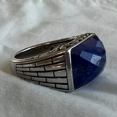 Men's Large Sterling Silver Lapis Lazuli Ring Statement Piece Size 10  • $255