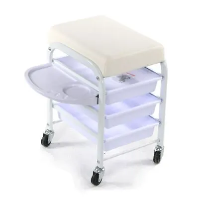 Manicure Pedicure Trolley Chair With Drawers Nail Hair Beauty Salon Stool White • £49.99