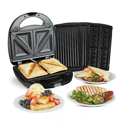 £29.99 • Buy Waffle Maker 3 In 1 – VonShef Sandwich Toaster, Panini Press, Waffle Iron – 700W