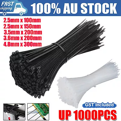 Cable Ties Zip Ties Nylon UV Stabilised 100-1000x Black Cable Tie Packaging Tool • $3.59