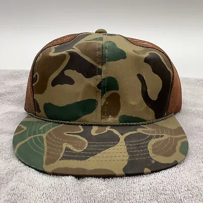 Vintage Camo Trucker Hat Cap Snap Back Green Blank Plain Army Hunting 80s 90s • $19.91