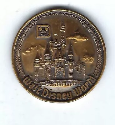 Vintage Walt Disney World Castle Mickey Mouse High Relief Bronze Coin Medal • $10