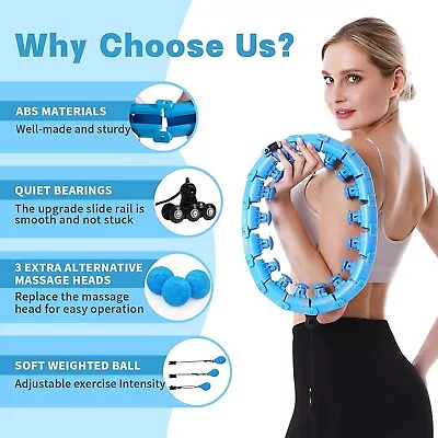 Weighted Smart Hula Hoop 24 Detachable Knots 2 In 1 Adomen Fitness Massage • $35