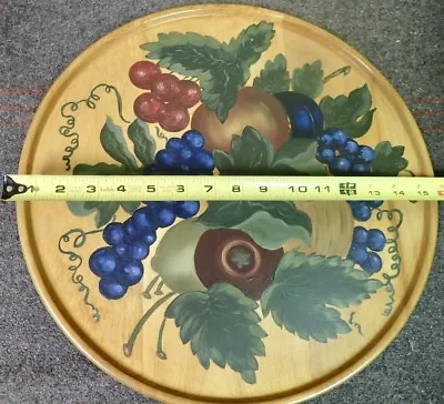 Vintage Wolverine Mich. Dowel Works Hand Painted Wood Tray Fruit Design 15 3/4  • $24.04