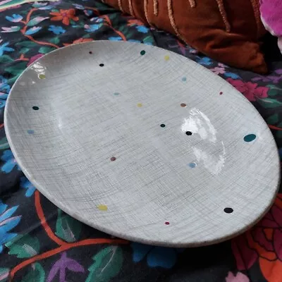 J & G MEAKIN England Vintage 50s Oval Platter Colourful Spots Spotty • £7.50