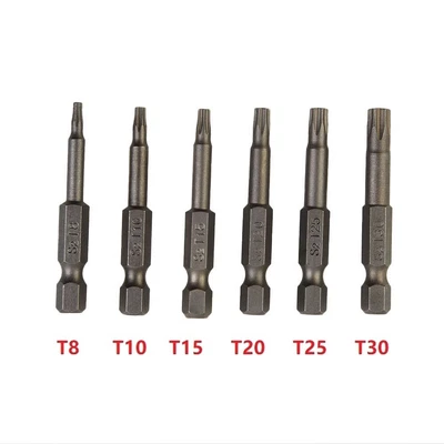 $14.77 • Buy 6pcs 50mm 5 Point Torx Drive Bit Set 1/4 6.35mm Hex Shank Screwdriver Bit Kit