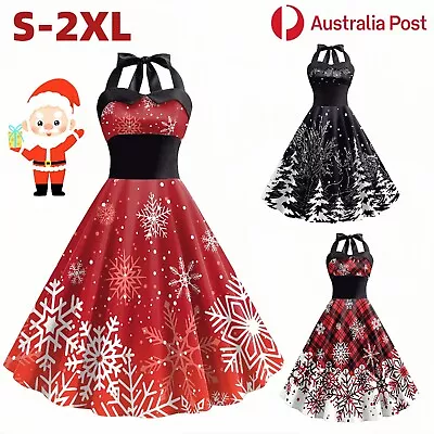 Women Christmas Dress Fancy Costume Xmas Snow Sleeveless Spaghetti Strap Party • $39.29