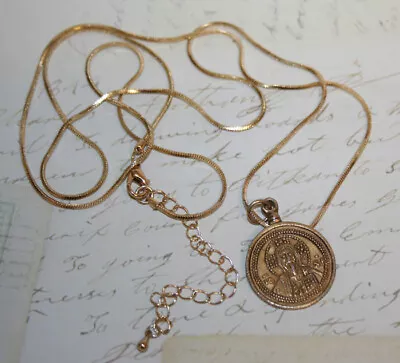 Nice 18  Antique Gold Plated Benedictine Miraculous Medal Necklace • $7.50