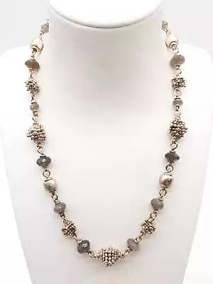 Michael Dawkins Silver Gray Quartz Beaded Necklace 17 In Dolrxde 144010009336 • $100