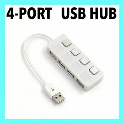 $6.25 • Buy 4 Port USB 2.0 HUB With ON/OFF Switchs For PC Laptop Mac Compact High Speed