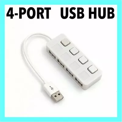 4 Port USB 2.0 HUB With ON/OFF Switchs For PC Laptop Mac Compact High Speed • $7.99