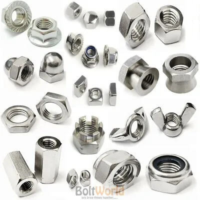 £2.44 • Buy A2 Stainless Steel Full, Wing, Dome, Flange Nyloc, Shear Nuts Stud Hex Connector