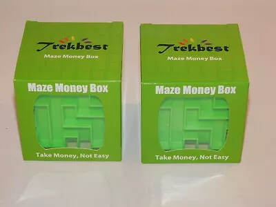 Trekbest Money Maze Puzzle Box Desk Toy Kids Gift Fun Green - Lot Of 2 • $5.99