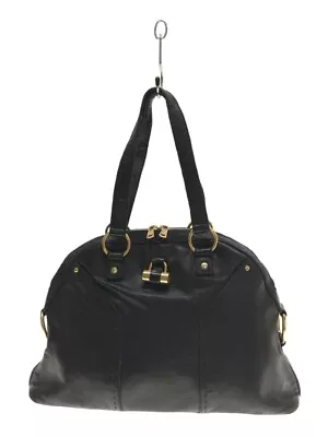 Authentic YVES SAINT LAURENT Hand Bag Leather Black Gold Hardware Muse Tote • £188.39