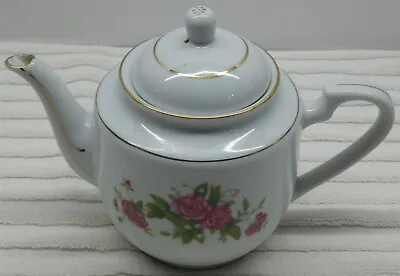 Vintage Ceramic Floral Tea Pot Interesting Pagoda China Bottom Mark 5.5  Tall • $29.96