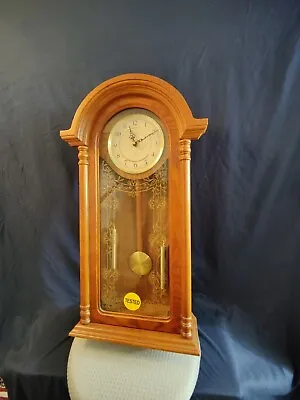 Vintage Verichron Quartz Brass Pendulum Westminister Chime Wood Wall Clock • $100