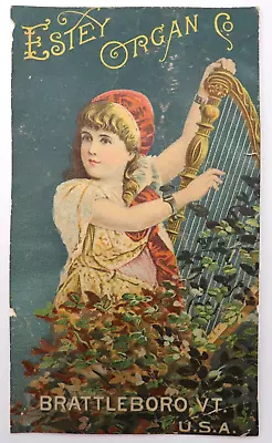 Antique Illustrated Estey Organ Co. Victorian Trading Card Ad Brattleboro VT • $6