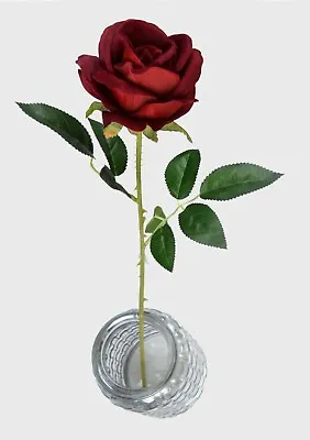 Artificial Single Rose Bud With Stem Silk Flowers Fake Bouquet Wedding PartyHome • £15.99