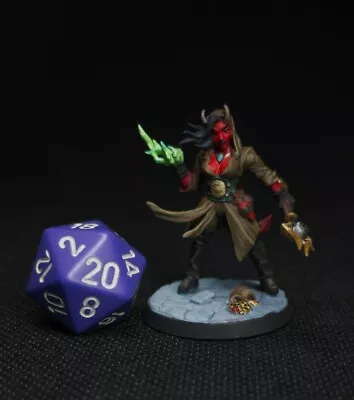 DnD Female Tiefling Warlock Hand-Painted 32mm Miniature D&D Pathfinder RPG • $49