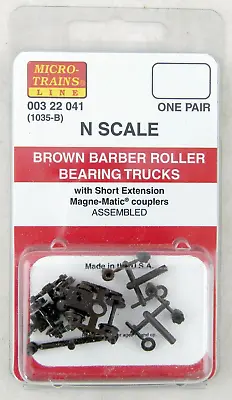 N Scale Brown Barber Roller Bearing Trucks W/Short Ext Couplers - MTL #1035-B • $6.70