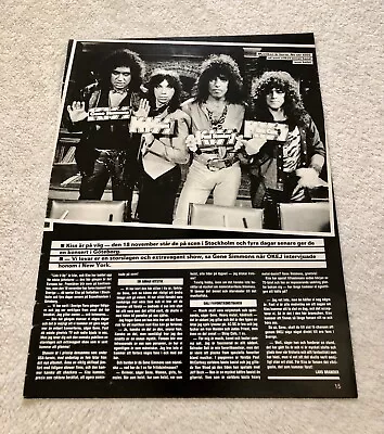 KISS 1983 VINNIE VINCENT Clipping Poster Swedish Magazine Okej Vintage 1980s • $7