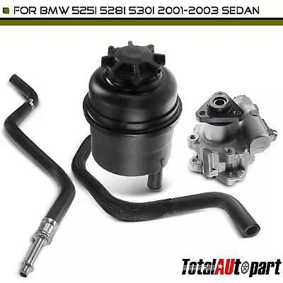 Power Steering Pump W/ Reservoir Hose Kit For BMW 525i E39 2001-2003 528i 97-03 • $84.25