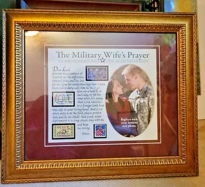 The Military Wife's Prayer Gold Frame 4x6 Picture USA Veteran Wall Art Freedom • $18