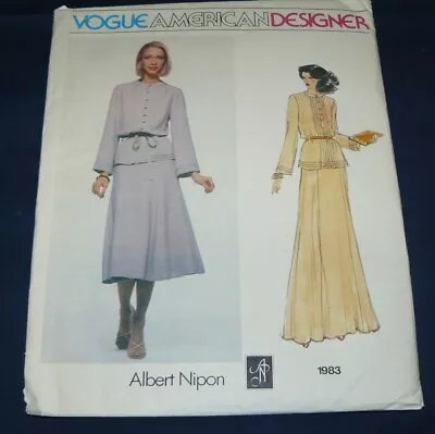 Vintage Vogue Sewing Pattern #1983 Albert Nipon Designer Dress Size 16 Uncut FF • $12.97