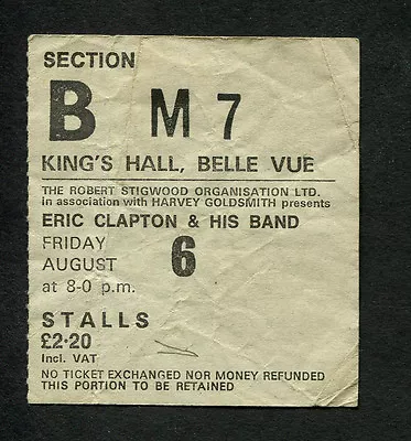 1976 Eric Clapton Van Morrison Concert Ticket Stub Manchester No Reason To Cry • $49.95