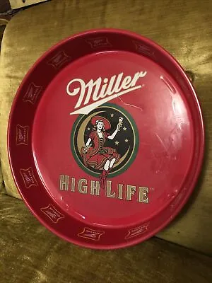 Vintage VERY RARE Red Miller High Life Beer 14  Round Tray Girl On The Moon • $95.55