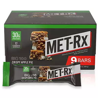 MET-Rx Big 100 High Protein Meal Replacement Bar Crispy Apple Pie 9 Pack Zinc • $21.61