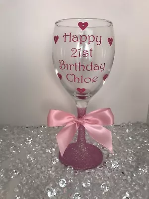 £7.95 • Buy Personalised Glitter Wine Glass - Birthday  18th  21st  40th  50th 60th